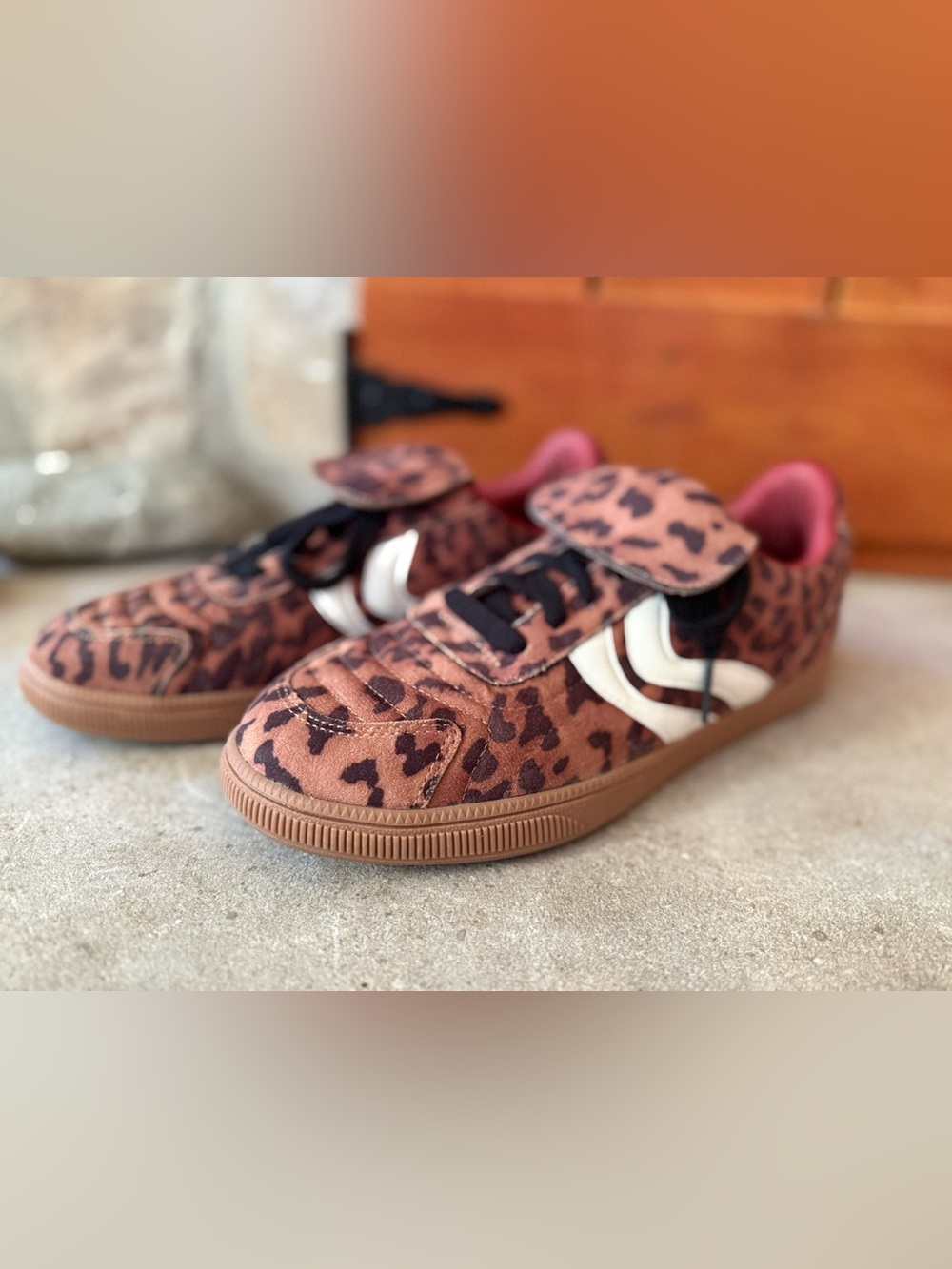 Madden NYC Women’s Leopard Print Lace-Up Low Top Sneakers US Size 8